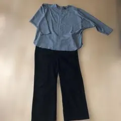 グレーと黒のセットアップ（長袖・ワイドパンツ）