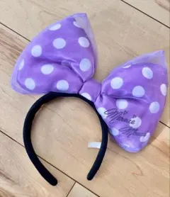 ミニー・マウス 紫色の水玉リボンカチューシャ