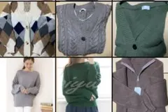 レディース 秋冬 セーター アーガイルカーディガン 長袖 まとめ売り