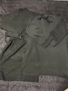 アルシーブニットワンピースブラック２点セット