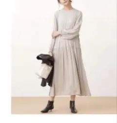 ワンピース ドットジャガードウエストドロストワンピース　ナノユニバース　38