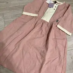 新品タグ付き　zuppadizucca七分袖ピンクアイボリーワンピース 130