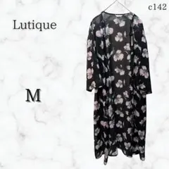 ルティック　花柄シフォンガウン　七分　カーディガン カジュアル お出かけ M