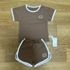 韓国子供服　キッズ Tシャツ ショートパンツ セットアップ ブラウン