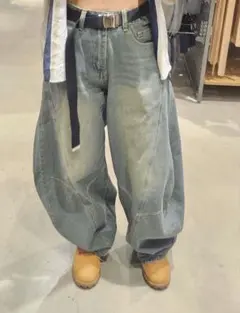 ZARA バレルレッグデニム バルーンフィットデニム ヴィンテージ加工 M 