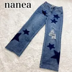 nanea ナネア 星柄デニムパンツ ワイドレッグ サイズＭ