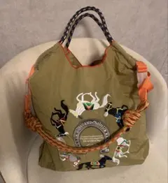 Mサイズ ストラップつき 新品 馬 刺繍エコバッグ トートバッグ