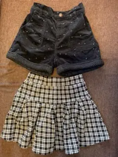 GUのショートパンツ140cmとユニクロのスカートM