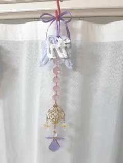 天使の羽に乗る白龍とローズクォーツ天使のサンキャッチャー
