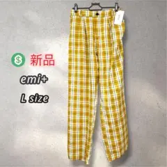 ＄14【新品】emi+ タック入り チェックパンツ L