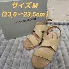VIVIAN COLLECTION ゴールド ラメ ウェッジソール サンダルのサムネイル