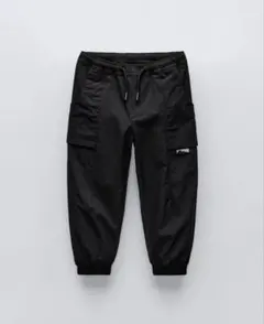 美品 zara ラベル付き裏地テクニカルパンツ BLK 92