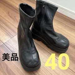 美品　厚底　ブーツ サイドジップ　ブラック　黒　25センチ　ヒール9センチ