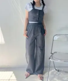 新品　アズノウアズ　セットアップ　ワイドパンツ　ビスチェ　2点セット　グレー　F