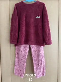 【UNIQLO】130 鬼滅の刃 禰豆子 フリースパジャマ上下セット