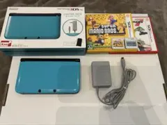 ニンテンドー3DS LL 本体 ターコライズ×ブラック 充電器、ソフト付き
