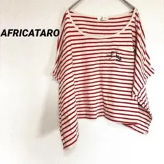 2204M○アフリカタロウ　半袖Tシャツ　カットソー　ボーダー　赤　トップス　碇のサムネイル