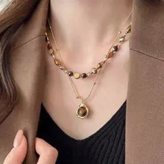 レディース ゴールド レイヤードネックレス 重ね付け 韓国風 大人可愛い 高見え