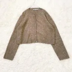 ZARA ザラ ニットカーディガン ショート丈 長袖 ブラウン M カジュアルのサムネイル