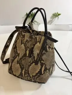 希少】et vous paris パイソン 蛇革 本革 巾着 ショルダーバッグ