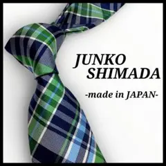 ✨極美品✨ジュンコシマダ　ネクタイ　チェック柄　グリーン系　シルク