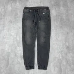 Z264 BAYFLOW デニム ジョガーパンツ ストレッチ 2 スミクロ 黒