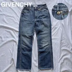 美品 GIVENCHY ゴールドチェーン 4Gロゴ カットオフ デニム パンツのサムネイル