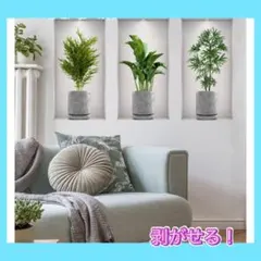 【剥がせる】 ウォールステッカー　植物　鉢植え　シール　グリーン　壁紙　カフェのサムネイル