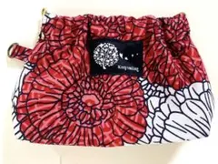 マチありDカン付きバネ口金ポーチ ハンドメイド アフリカンプリント裏地付き