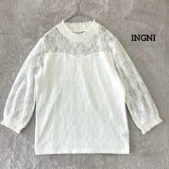イング INGNI 七分袖カットソー M ホワイト レース ガーリー お出かけ