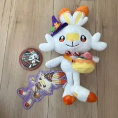 美品　ヒバニー ハロウィン ぬいぐるみ　缶バッジ