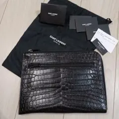 ★美品★サンローラン　クロコ型押し　レザー　クラッチバッグ