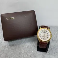 CITIZEN Eco-Drive 電波時計 ゴールド ブラウン