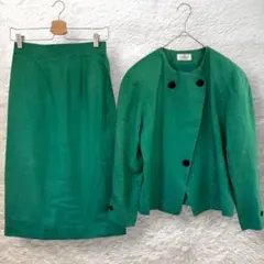 アルタモーダ ロベルタ スカートセットアップ リネン シルク混 グリーン L