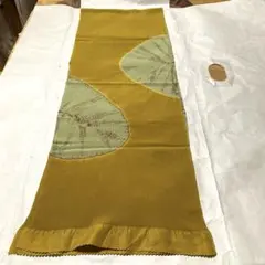 着物-帯揚げ414【正絹】からし色 絞り風デザイン おしゃれ 上品 和装小物