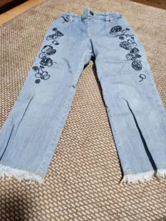 メゾピアノ　フルーツ刺繍 ライトブルー