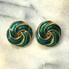 極美品Vintage★艶のあるエメラルドグリーンのイヤリング