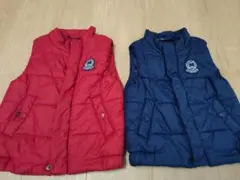 ミキハウス　赤（100cm）と紺（90cm）の中綿ベスト2点セット
