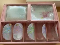 FC GLASS 花柄グラスセット コップ５個　皿５枚