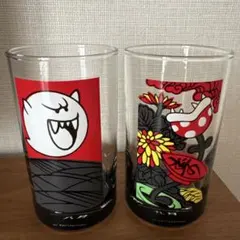 任天堂　花札　ペアグラス　月見で一杯　テレサ　パックンフラワー　コップ