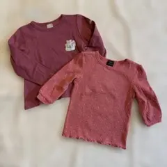 petit main 長袖&7分袖カットソー 100cm ピンク　2枚セット