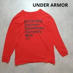 UNDER ARMOR　長袖カットソー　プリント　RED　XL相当