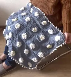 手編み☆モチーフ繋ぎのブランケット(膝掛け)