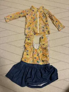 花柄ラッシュガードとデニム水着セット