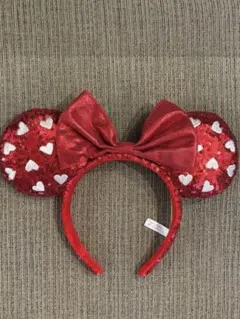 ディズニーカチューシャ　ミニーちゃん スパンコール　ハート柄