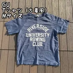 GU ジーユー カレッジロゴTシャツ S ネイビー 綿100% ラグラン 古着風