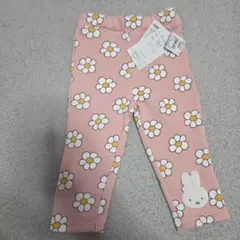 新品未使用品。ミッフィー 花柄 レギンス 80cm ピンク