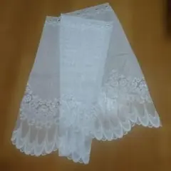 花柄刺繍 カフェカーテン ホワイト レース