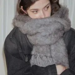 mili affinity モヘアタッチシャギーボリュームフリンジカラーマフラー