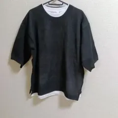 レイヤードスタイル 半袖Tシャツ 黒 白